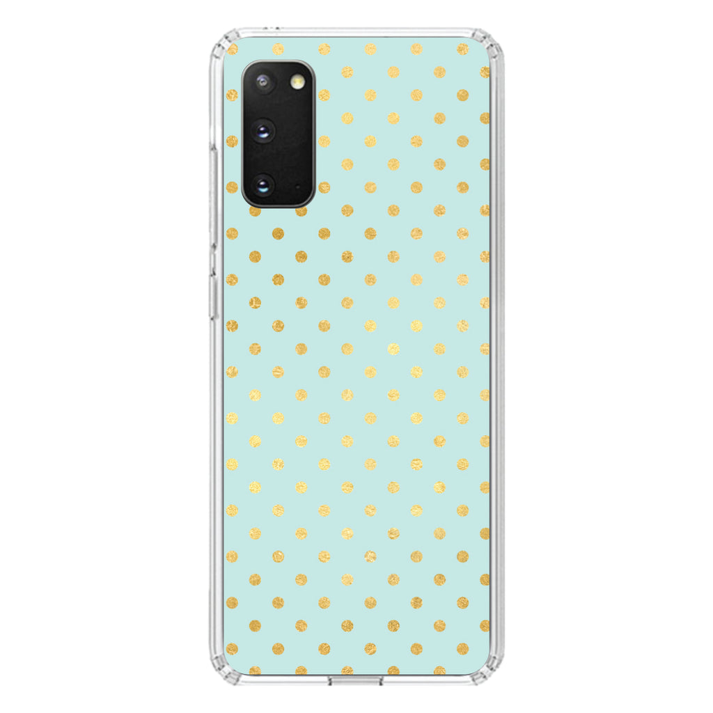 Teal & Gold Polka Dot Pattern Clear Shockproof iPhone Case, view 13