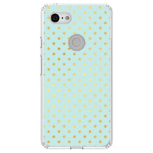DistinctInk® Clear Shockproof Hybrid Case for Apple iPhone / Samsung Galaxy / Google Pixel - Teal & Gold Polka Dot Pattern