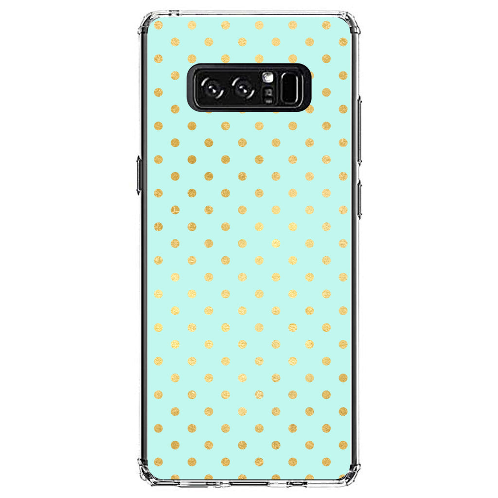 Teal & Gold Polka Dot Pattern Clear Shockproof iPhone Case, view 12