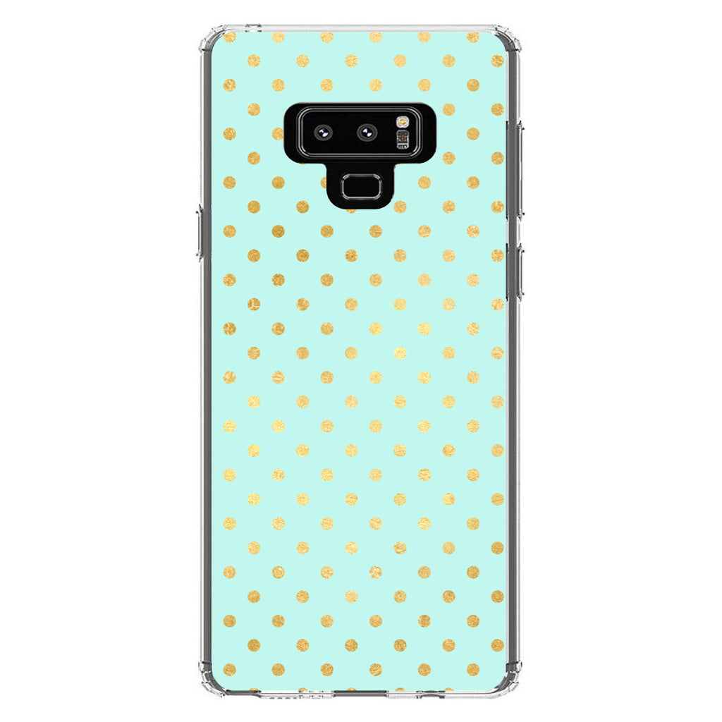 Teal & Gold Polka Dot Pattern Clear Shockproof iPhone Case, view 11
