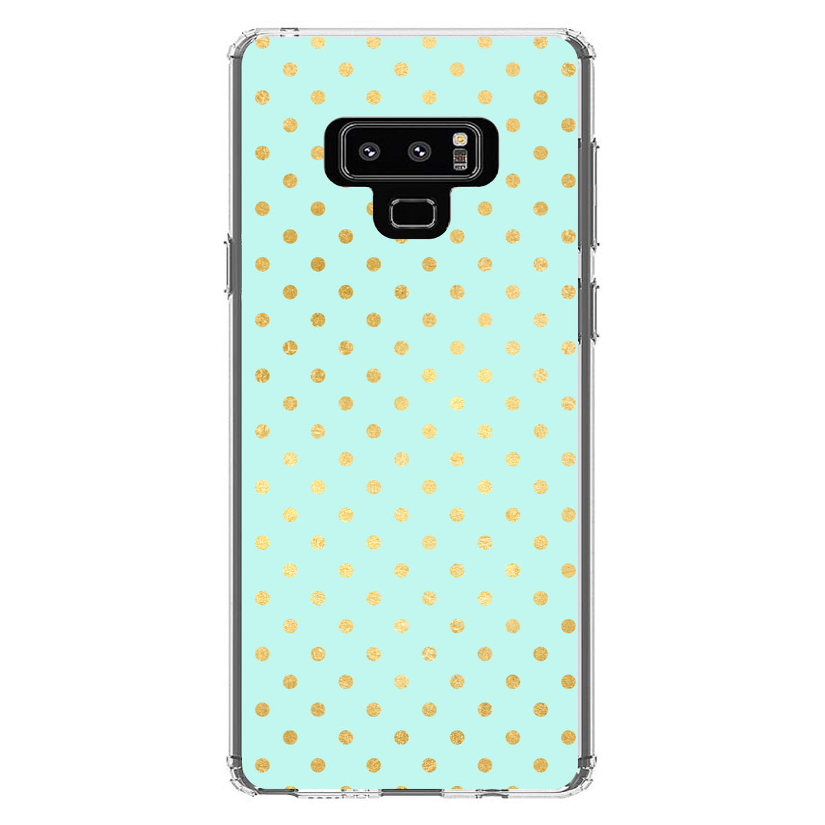 Teal & Gold Polka Dot Pattern Clear Shockproof iPhone Case, view 11