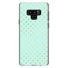 DistinctInk® Clear Shockproof Hybrid Case for Apple iPhone / Samsung Galaxy / Google Pixel - Teal & Gold Polka Dot Pattern