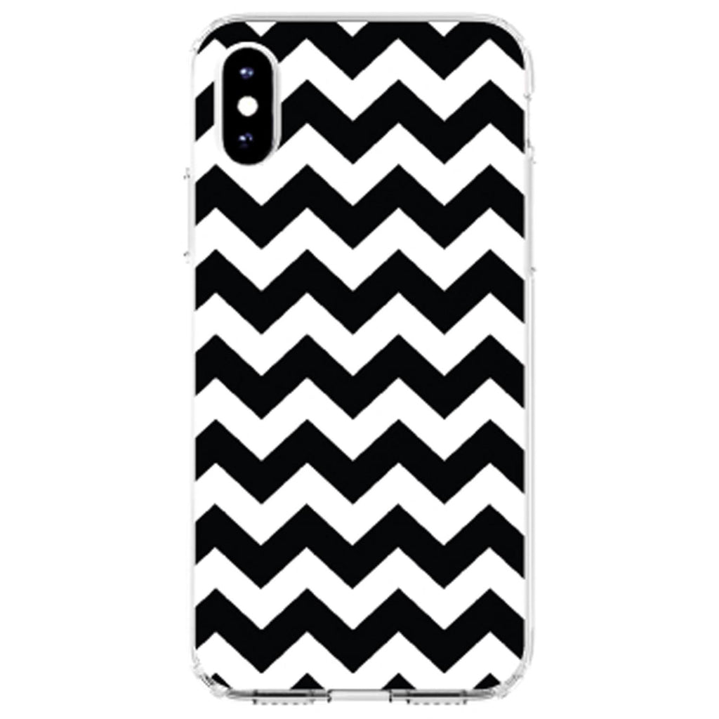 Black & White Chevron Stripes Clear Shockproof iPhone Case, view 2
