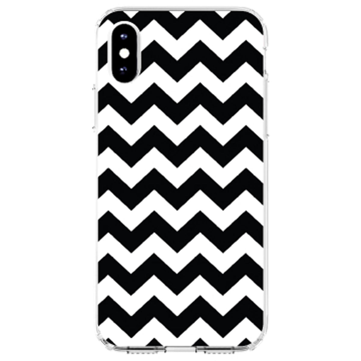 Black & White Chevron Stripes Clear Shockproof iPhone Case, view 2