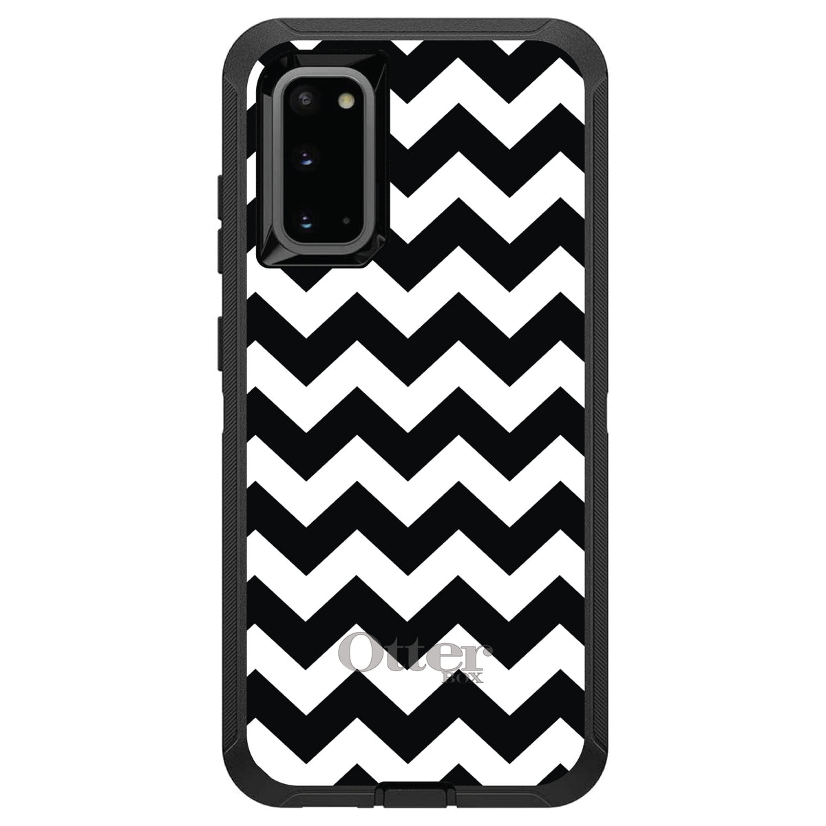 Black & White Chevron Stripes OtterBox Defender Case for iPhone & Galaxy, view 8