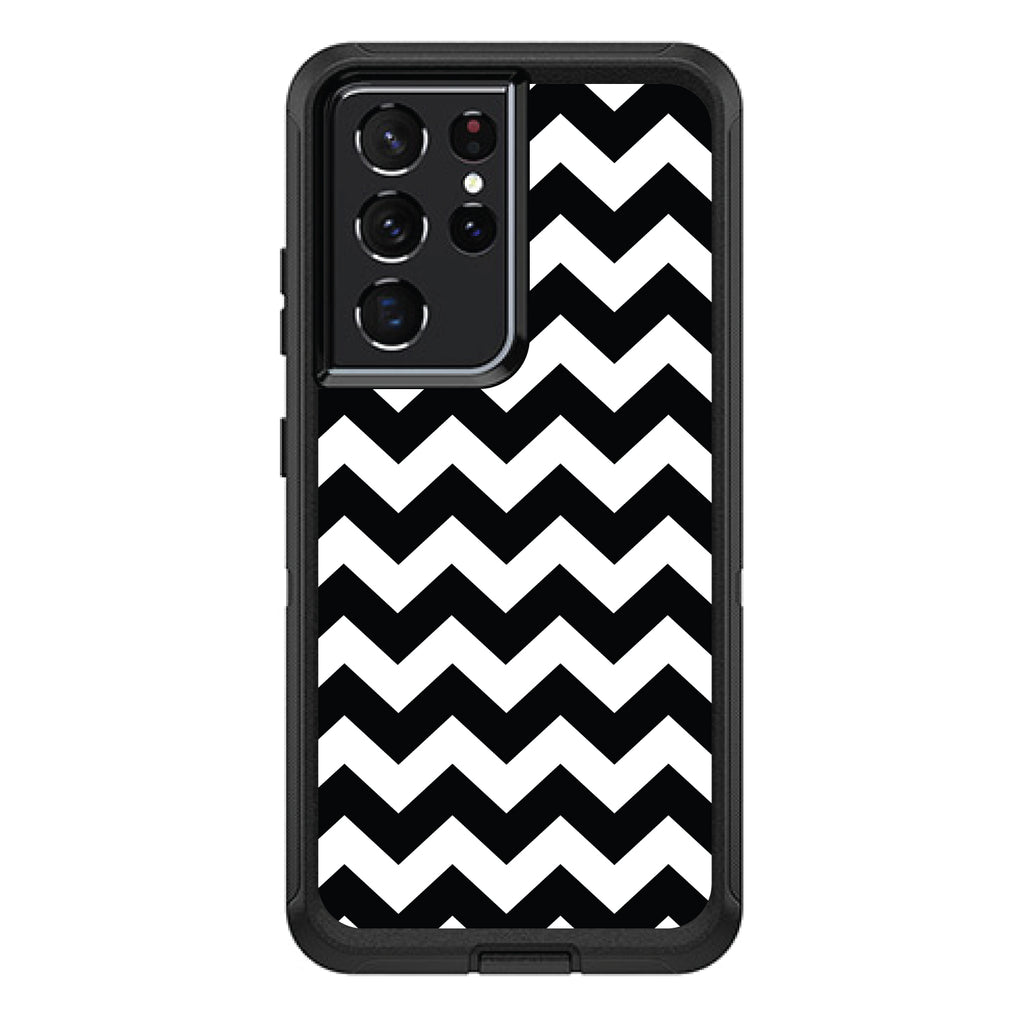 Black & White Chevron Stripes OtterBox Defender Case for iPhone & Galaxy, view 7