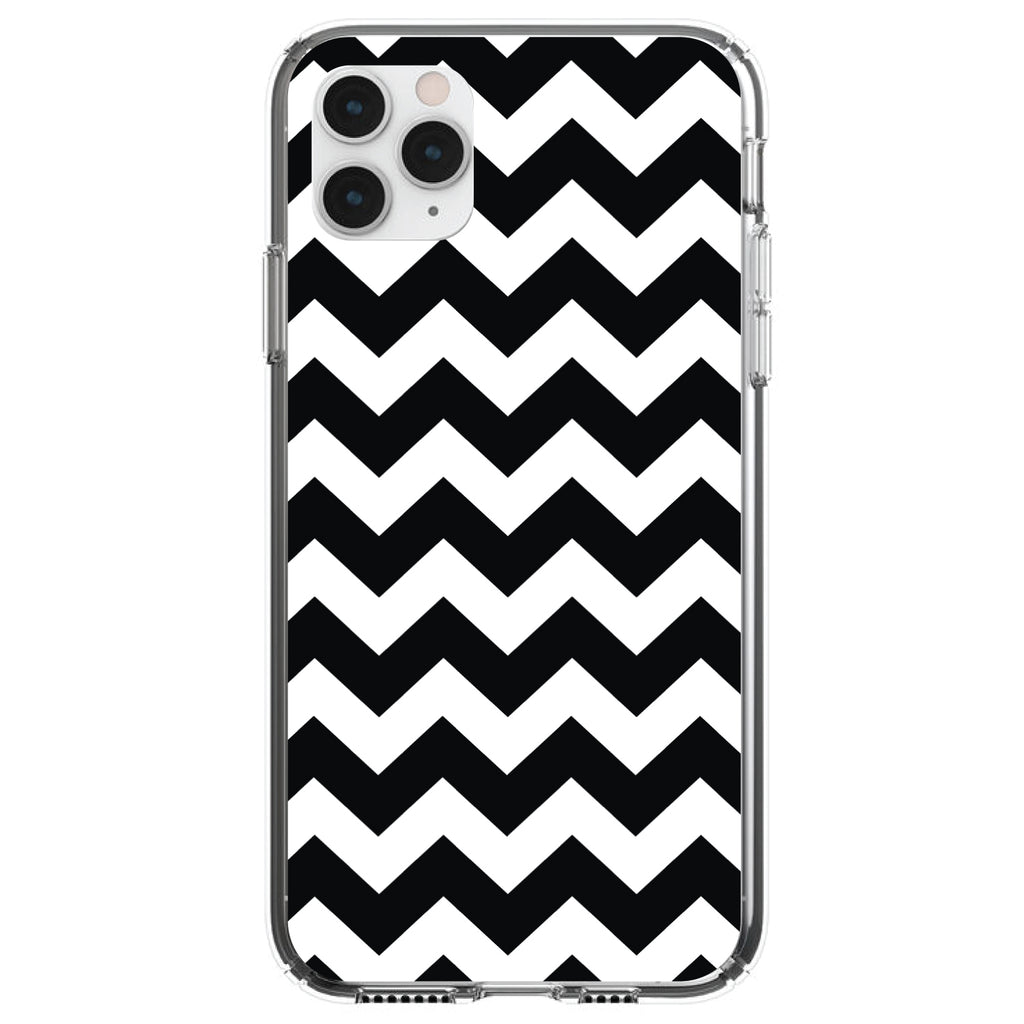 Black & White Chevron Stripes Clear Shockproof iPhone Case