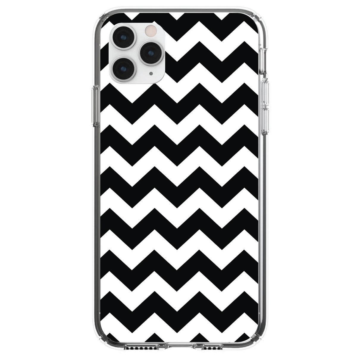 Black & White Chevron Stripes Clear Shockproof iPhone Case