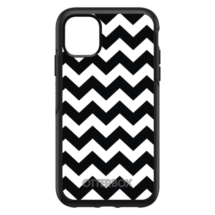 DistinctInk™ OtterBox Symmetry Series Case for Apple iPhone / Samsung Galaxy / Google Pixel - Black & White Chevron Stripes