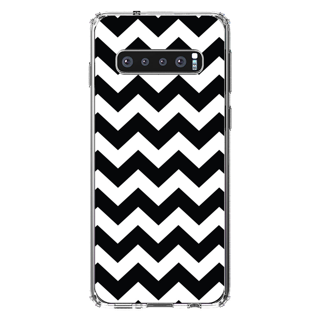 Black & White Chevron Stripes Clear Shockproof iPhone Case, view 16
