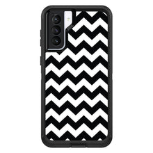 DistinctInk™ OtterBox Defender Series Case for Apple iPhone / Samsung Galaxy / Google Pixel - Black & White Chevron Stripes