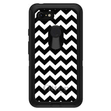 DistinctInk™ OtterBox Defender Series Case for Apple iPhone / Samsung Galaxy / Google Pixel - Black & White Chevron Stripes