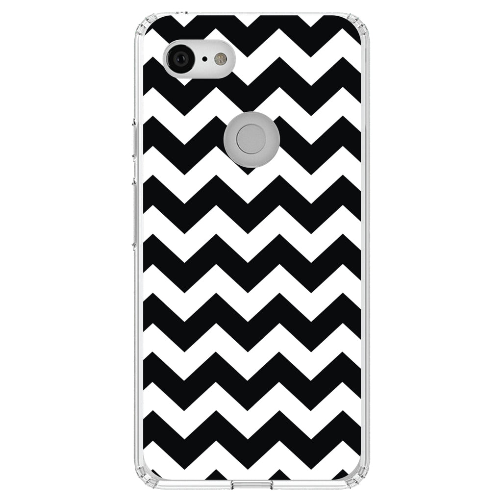 Black & White Chevron Stripes Clear Shockproof iPhone Case, view 21