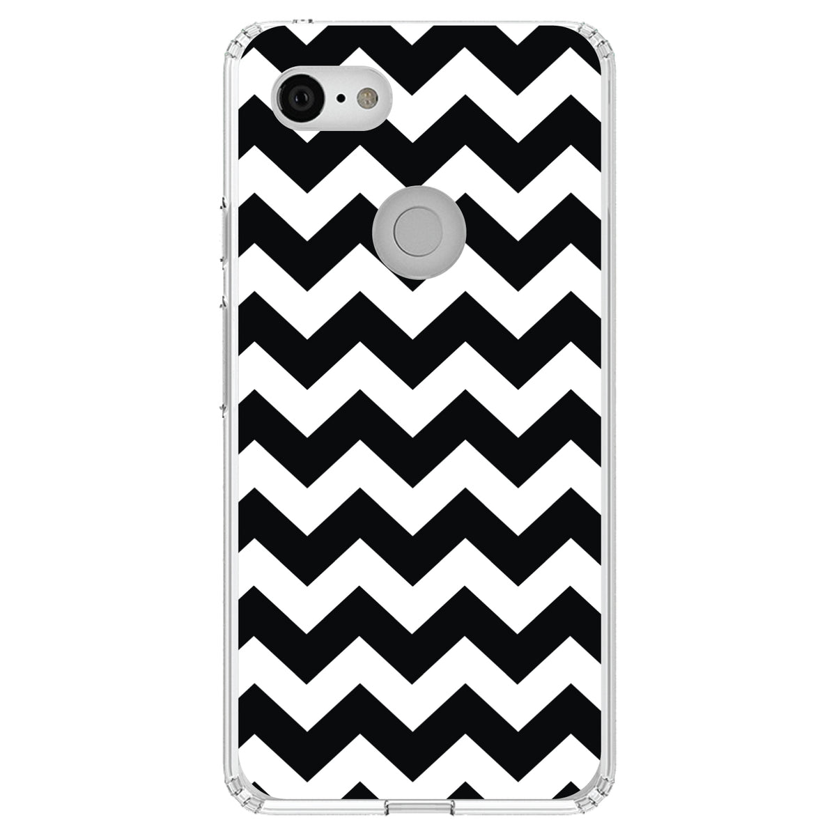 Black & White Chevron Stripes Clear Shockproof iPhone Case, view 21