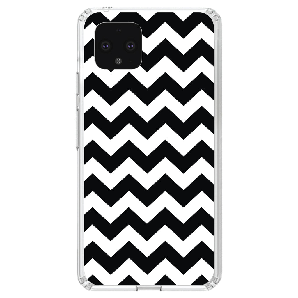 Black & White Chevron Stripes Clear Shockproof iPhone Case, view 24