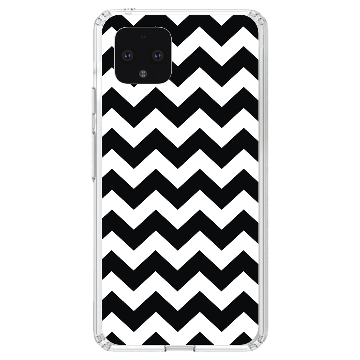 Black & White Chevron Stripes Clear Shockproof iPhone Case, view 23