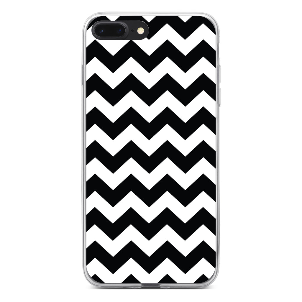 Black & White Chevron Stripes Clear Shockproof iPhone Case, view 6