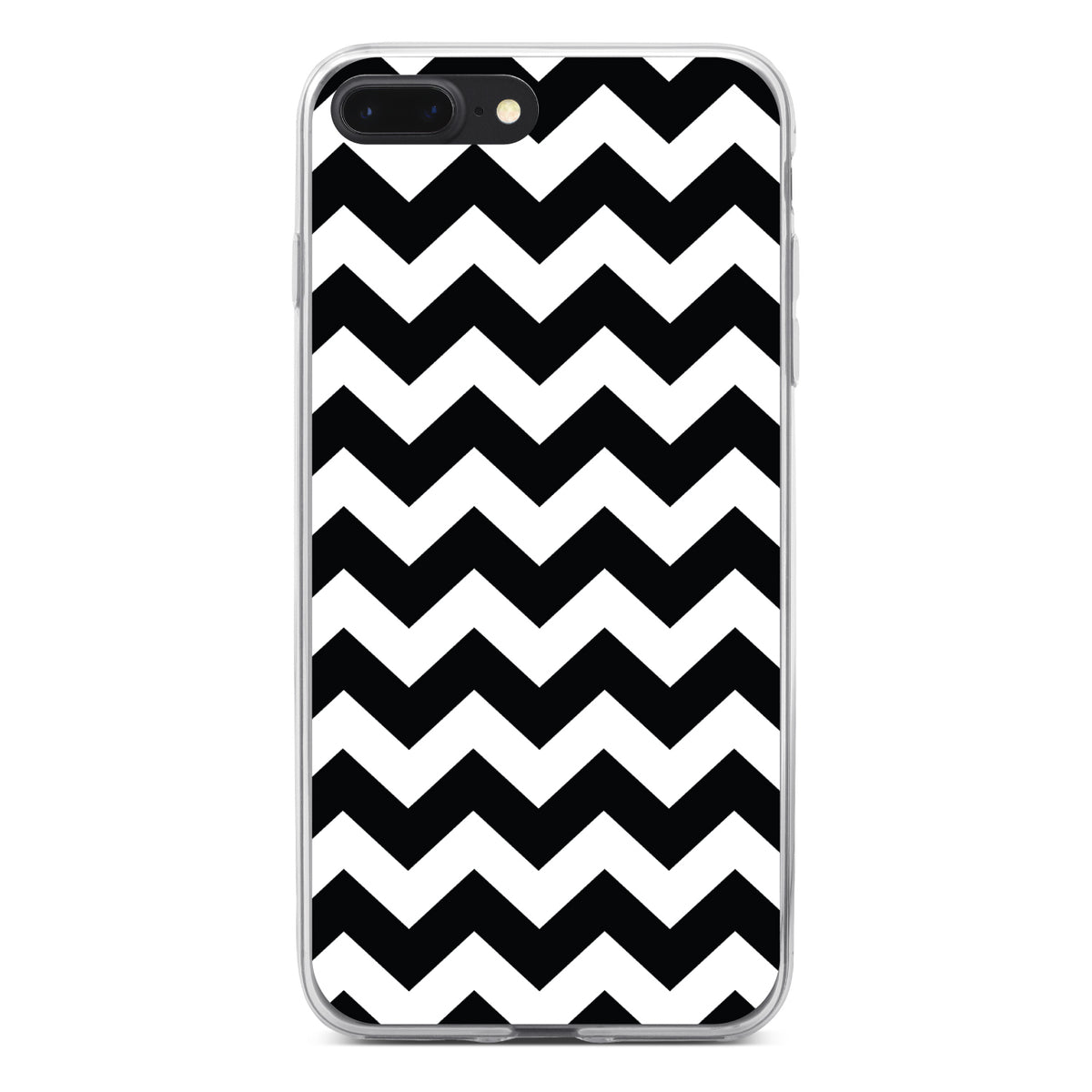 Black & White Chevron Stripes Clear Shockproof iPhone Case, view 6