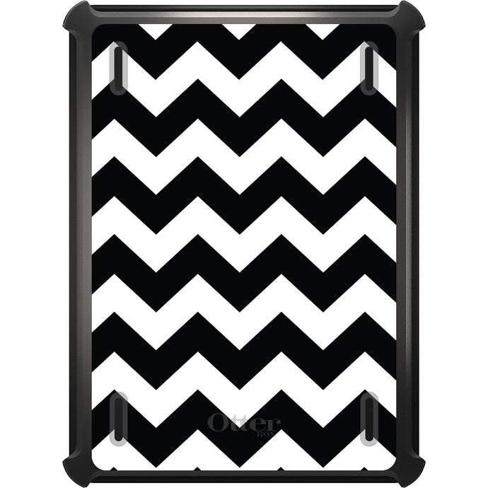 DistinctInk™ OtterBox Defender Series Case for Apple iPad / iPad Pro / iPad Air / iPad Mini - Black & White Chevron Stripes