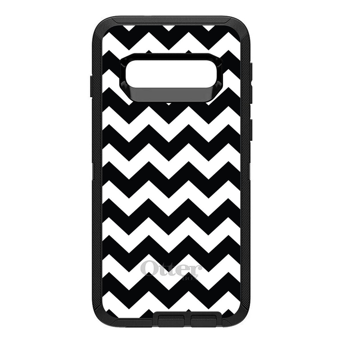 Black & White Chevron Stripes OtterBox Defender Case for iPhone & Galaxy, view 9