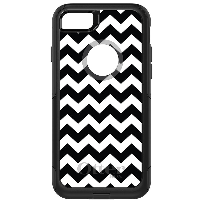 DistinctInk OtterBox Commuter Series Case for Apple iPhone or Samsung Galaxy - Black & White Chevron Stripes