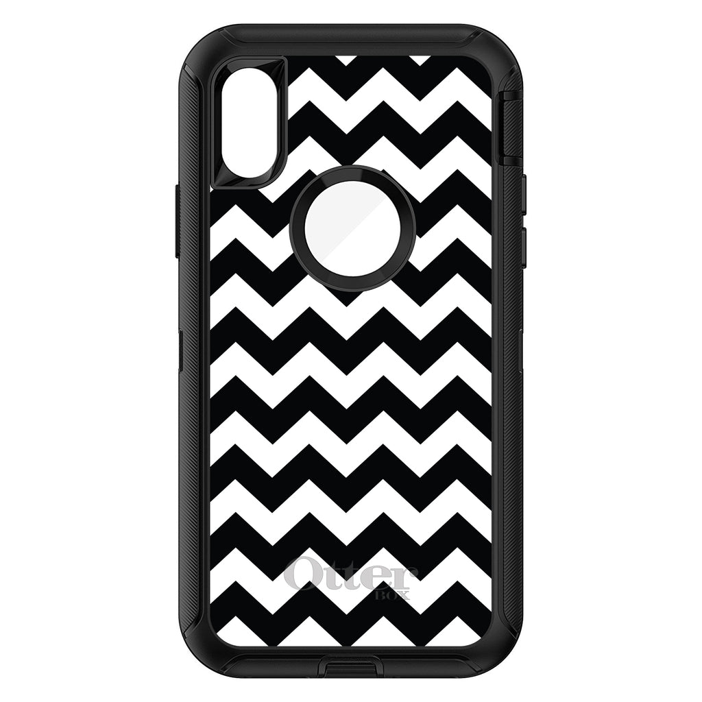 Black & White Chevron Stripes OtterBox Defender Case for iPhone & Galaxy, view 3