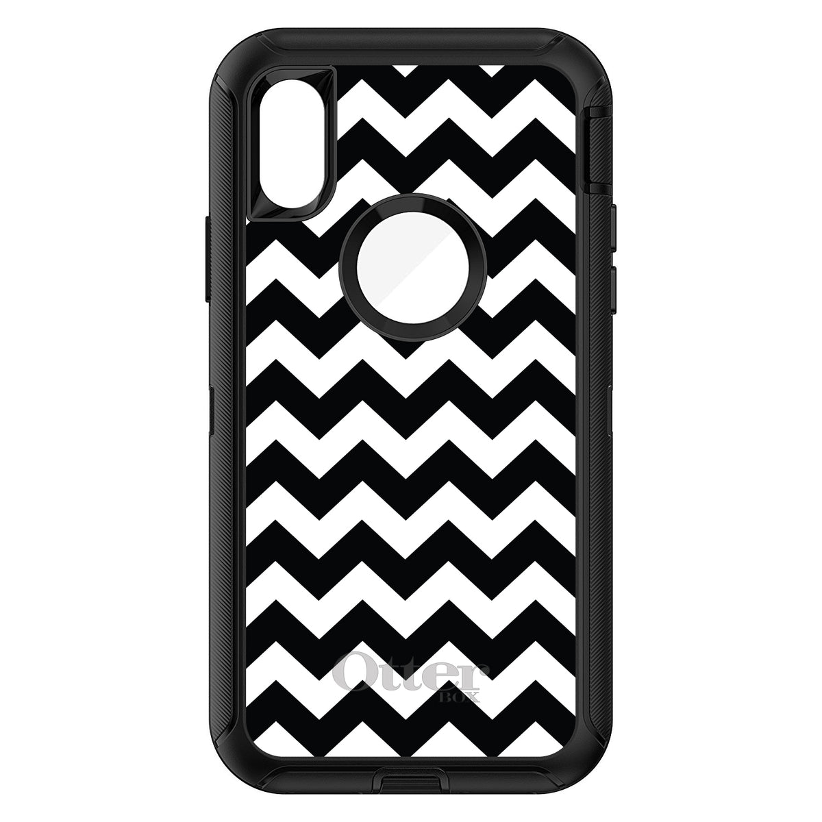 Black & White Chevron Stripes OtterBox Defender Case for iPhone & Galaxy, view 3