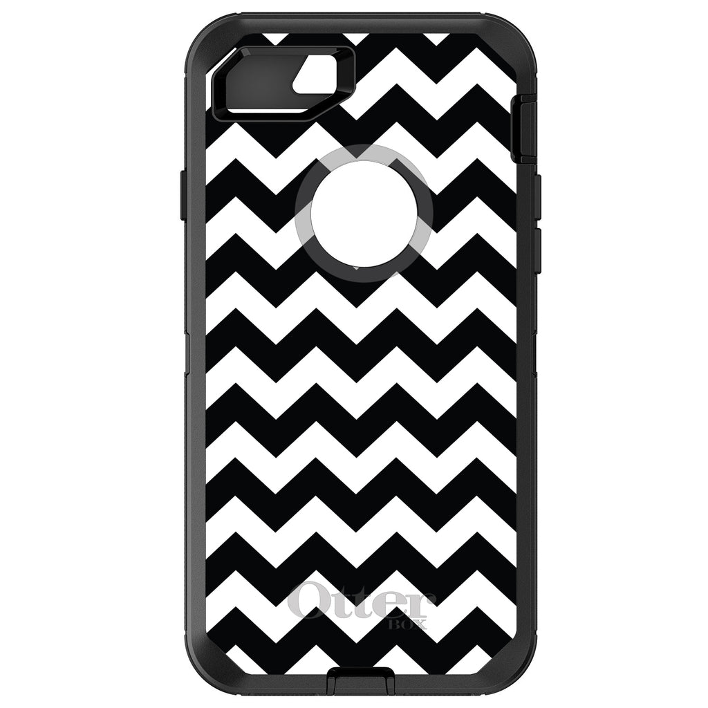 Black & White Chevron Stripes OtterBox Defender Case for iPhone & Galaxy