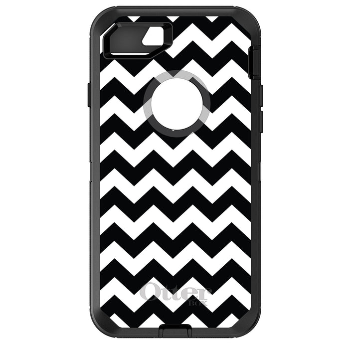 DistinctInk™ OtterBox Defender Series Case for Apple iPhone / Samsung Galaxy / Google Pixel - Black & White Chevron Stripes