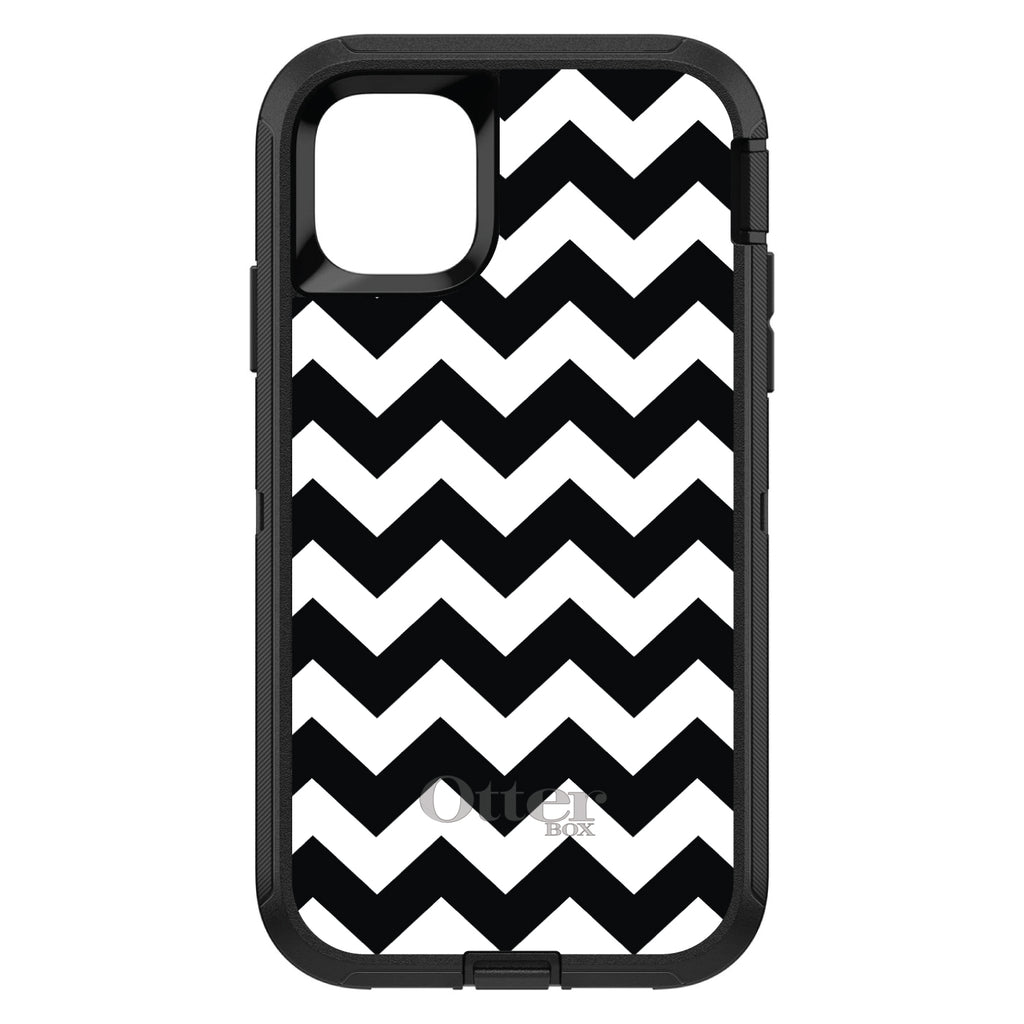 Black & White Chevron Stripes OtterBox Defender Case for iPhone & Galaxy, view 2