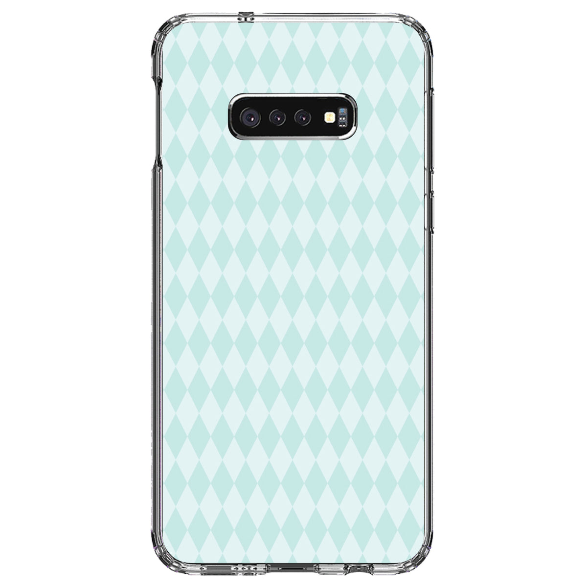 Teal Diamond Pattern Clear Shockproof iPhone Case, view 18