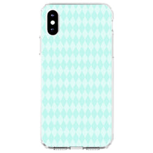 DistinctInk® Clear Shockproof Hybrid Case for Apple iPhone / Samsung Galaxy / Google Pixel - Teal Diamond Pattern