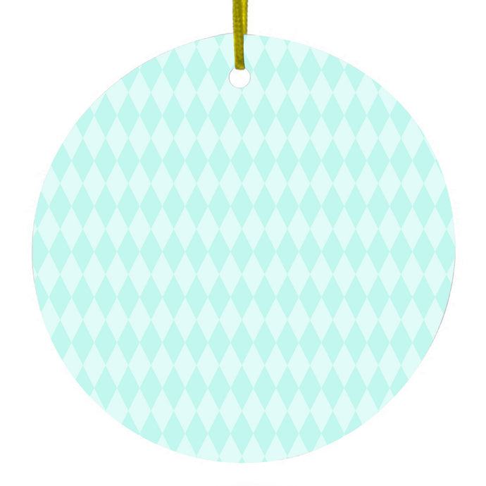 Teal Diamond Pattern Ceramic Ornament