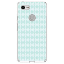 DistinctInk® Clear Shockproof Hybrid Case for Apple iPhone / Samsung Galaxy / Google Pixel - Teal Diamond Pattern