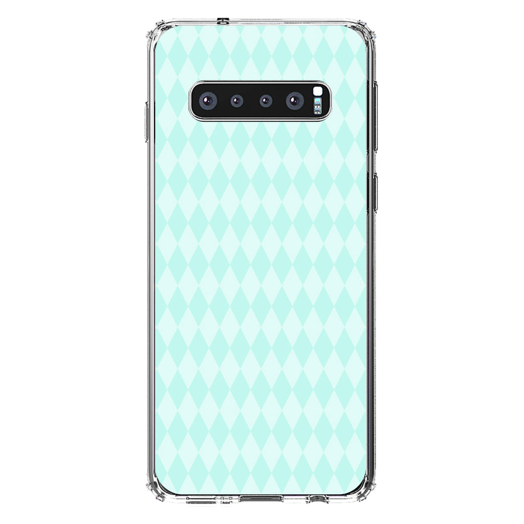 Teal Diamond Pattern Clear Shockproof iPhone Case, view 16
