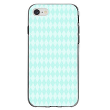 DistinctInk® Clear Shockproof Hybrid Case for Apple iPhone / Samsung Galaxy / Google Pixel - Teal Diamond Pattern
