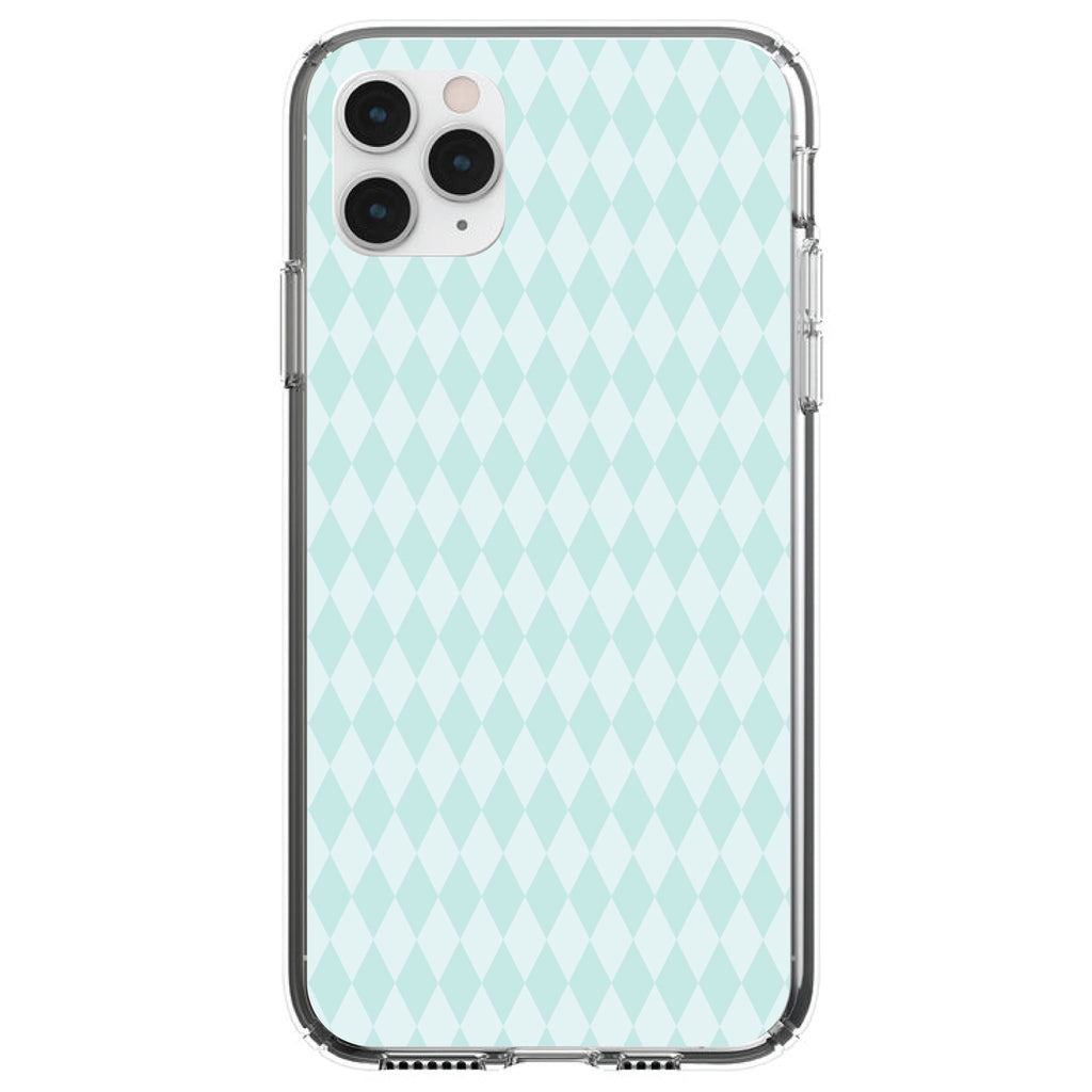 Teal Diamond Pattern Clear Shockproof iPhone Case