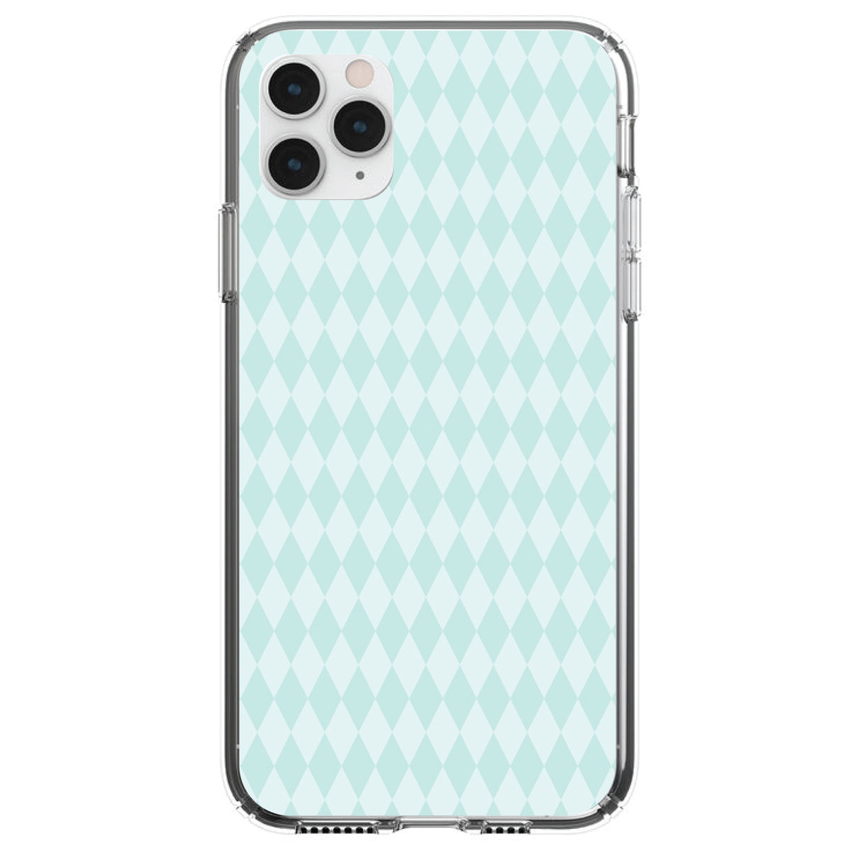Teal Diamond Pattern Clear Shockproof iPhone Case