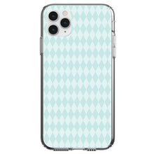 DistinctInk® Clear Shockproof Hybrid Case for Apple iPhone / Samsung Galaxy / Google Pixel - Teal Diamond Pattern