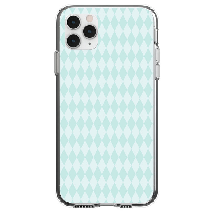 DistinctInk® Clear Shockproof Hybrid Case for Apple iPhone / Samsung Galaxy / Google Pixel - Teal Diamond Pattern