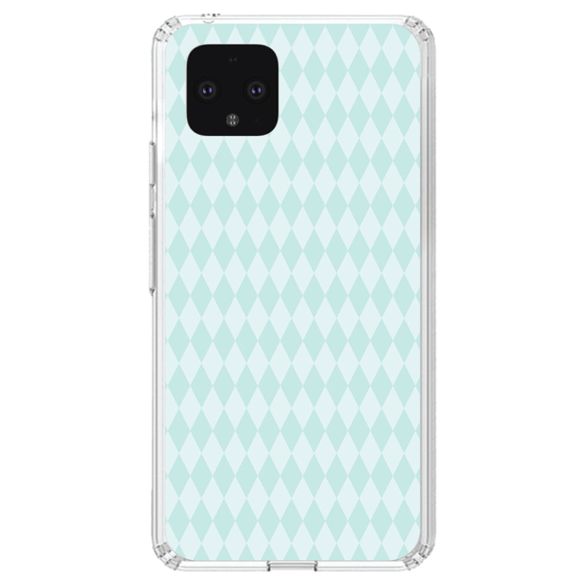 Teal Diamond Pattern Clear Shockproof iPhone Case, view 23