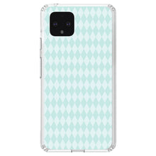DistinctInk® Clear Shockproof Hybrid Case for Apple iPhone / Samsung Galaxy / Google Pixel - Teal Diamond Pattern