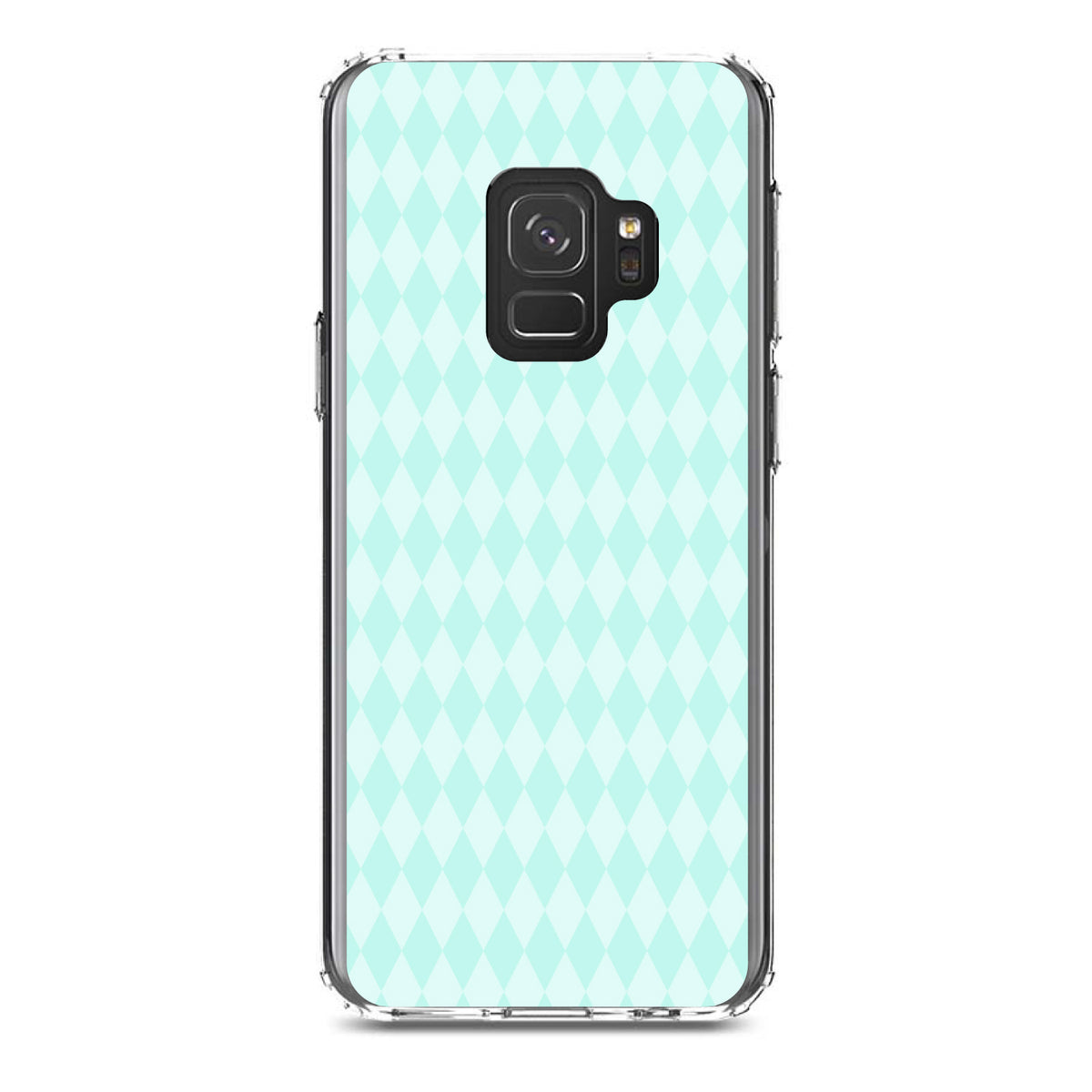 Teal Diamond Pattern Clear Shockproof iPhone Case, view 19