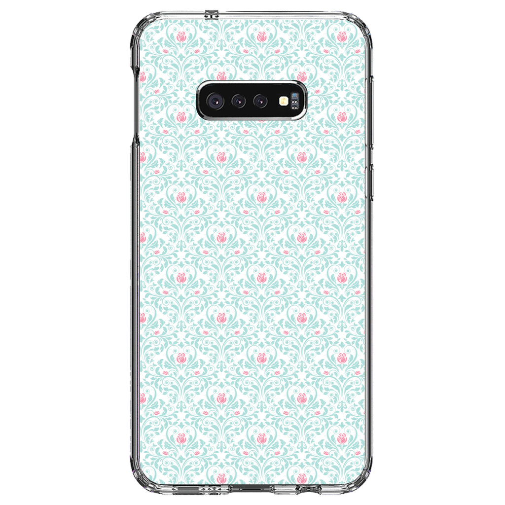 Teal & Pink Rose Pattern Clear Shockproof iPhone Case, view 18