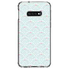 DistinctInk® Clear Shockproof Hybrid Case for Apple iPhone / Samsung Galaxy / Google Pixel - Teal & Pink Rose Pattern