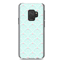 DistinctInk® Clear Shockproof Hybrid Case for Apple iPhone / Samsung Galaxy / Google Pixel - Teal & Pink Rose Pattern
