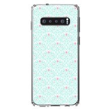 DistinctInk® Clear Shockproof Hybrid Case for Apple iPhone / Samsung Galaxy / Google Pixel - Teal & Pink Rose Pattern