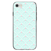 DistinctInk® Clear Shockproof Hybrid Case for Apple iPhone / Samsung Galaxy / Google Pixel - Teal & Pink Rose Pattern