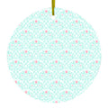 Teal & Pink Rose Pattern Ceramic Ornament