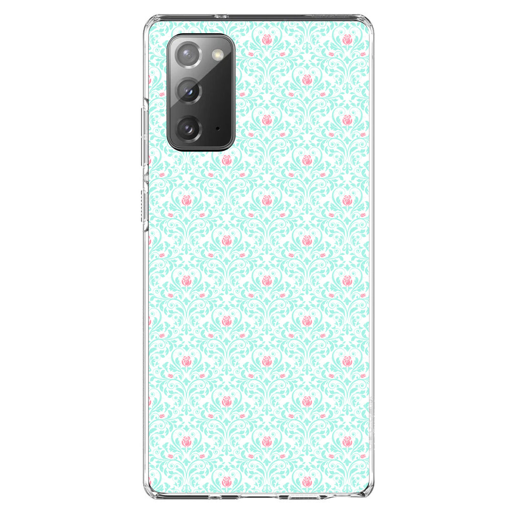 Teal & Pink Rose Pattern Clear Shockproof iPhone Case, view 8